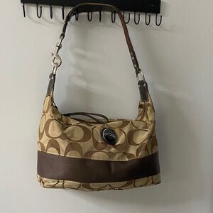 Coach Signature Brown and Tan Shoulder Bag